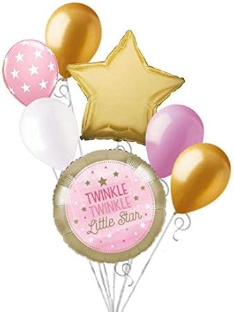 Amazon Com 7 Pc Twinkle Little Star Baby Girl Balloon Bouquet