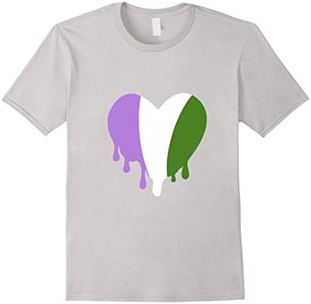 Men's Genderqueer Pride Dripping Heart T-Shirt Gender Queer Large Silver