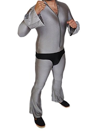 GRAY AND BLACK UNITARD ZENTAI SUIT-Large-A2299, GREY, Large
