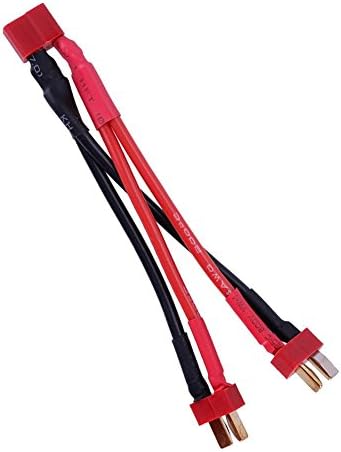 CALISTOUS T plug Deans Plug Connectors Dual Battery Extension Parallel Cable Leads Adapte for RC Lipo Battery
