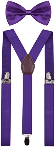 Mens Kids Suspenders and Bow Tie Set Adjustable Y Back for Wedding