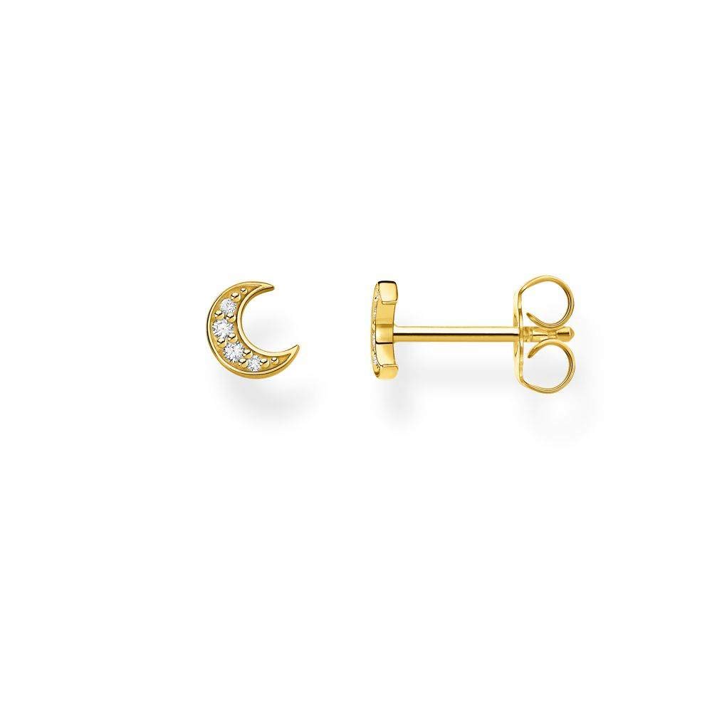 Thomas Sabo single stud earrings moon pav� gold plated silver H2133-414-14