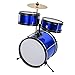 Drum Set Kids Children's Junior Beginner Drum Kit with Cymbals Stands Stool Sticks Metallic Blue,Metallic Royal Blue, 3-Piece Set