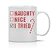 Naughty, Nice, I Tried - 11oz Ceramic Coffee Cup - Xmas Gift for Family and Friends - Funny Secret Santa - Christmas Holiday Office Gifts - By CBT Mugs