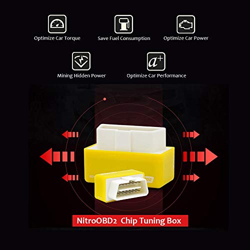 Outzone Nitro OBD2 Performance Chip Plug and Drive Tuning Power Box for Gasoline Petrol Car, Yellow - More 35% Power and 25% Torque