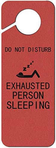 JWOJJUAW Do Not Disturb Exhausted Person Sleeping Plastic Door Knob Hanger Sign Warning Tag for Hotel Room Home Decoration