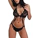 Women Lingerie Set,Napoo Babydoll Lace G-string Women's Underwear Charming Sleepwear (2XL, Black)