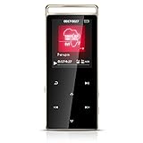 AGPTEK A01S 16GB MP3 Player Touch Button with FM /Radio, Lossless Sound Metal Music Player with Independent Lock (Support up to 128GB) for Sport, Black