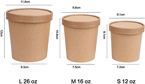 DeinPack 50 Suppenbecher to go mit Deckel braun 360ml 12oz I Becher mit PLA Innenbeschichtung Suppen-Becher to Go Pappe I 50 Bio Einweg-Becher mit Deckel | Eisbecher mit Deckel | biologisch abbaubar – Bild 5
