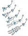 Besteel 5PCS 14G Belly Button Rings for Girls Women Dangle Navel Rings Surgical Steel Body Jewelry Piercing