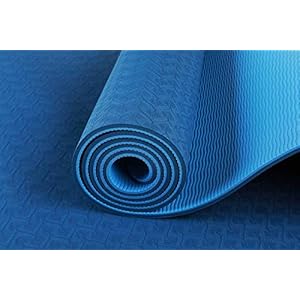 RAMIS Yoga mat, a durable non slip eco-friendly TPE fitness-exercise-work out Mat with velcro fastening black carry strap 183cm x 61cm x 0.6cm