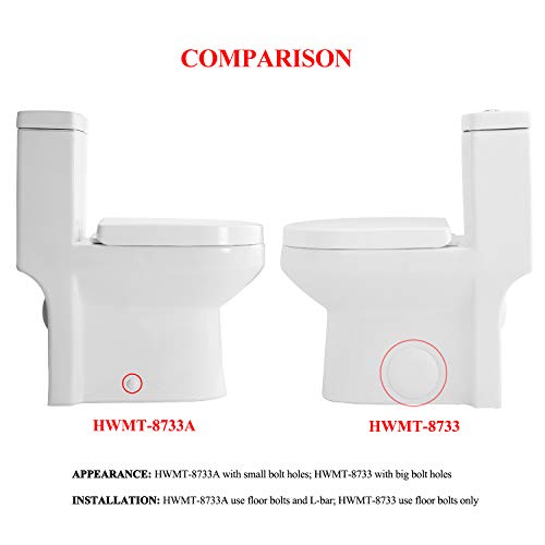 HOROW HWMT-8733A Small Toilet 25" Long x 13.4" Wide x 28.4" High One Piece Short Compact Bathroom Tiny Mini Commode Water Closet Dual Flush Concealed Trapway