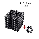216 magic Balls Sculpture Toy - 216 Pieces 5mm Large Size - Includes Carrying Bag and Plastic Card Separator - (5mm, Black)