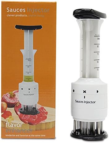 Sauce Tenderizer Meat Needle Tenderizer 2 in 1 Triple Syringe Marinade Meat Injector with 30 Ultra Sharp Needle Blade (3 Injection Needle Pinhole) 3 Oz Marinade Syringe