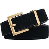 HAOBOYO Women's Suede Leather Belt - Gold Square Buckle | Adjustable Waist Casual Belt;Pairs with Dresses,Jeans,Skirts,trousers;