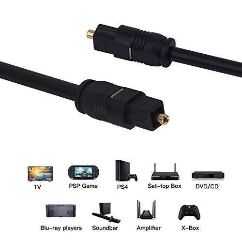 Toslink Cable, Yeworth [2 Pack] 1.8m Digital Fiber Optical Audio Cord Gold Plated Toslink to Toslink Fiber Optic Cable for Home Theater, Sound Bar, TV, PS4, Xbox & More - Thumbnail 3