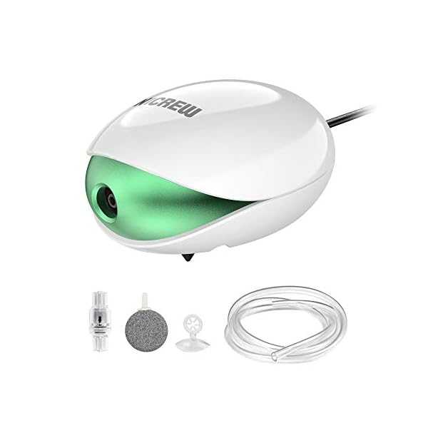 NICREW UFO Mini Aquarium Air Pump, Ultra Silent Air Aerator Pump for Fish Tank, Oxygen Bubbler with Single Outlet…