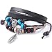 niceEshop(TM) 2Pcs Pack- Brown Bohemian Vintage Style Feather Beads Leather Bracelet Adjustable Wirstaband + Leaf Pendant Pandora Beads Leather Bracelet