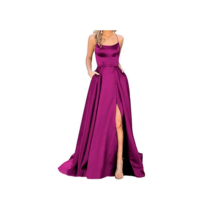 Spaghetti Satin Long Black Prom Dresses 