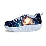 FOR U DESIGNS Cool Galaxy Print Flex Women's Swing Shoes Comfort Stride Sport Fashion Sneaker Blue US 8