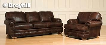 Amazon Com Broyhill Brockton Collection Leather Sofa L493 3q