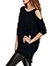 Haola Women's Cold Shoulder Off T-Shirt Dress Loose Fit Long Sleeve Long Tees M Black