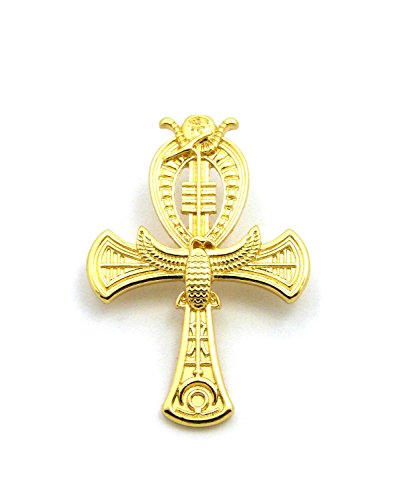 Egyptian Horus Bird, Maat, Nefertiti, Ankh Piece Brooches Pins Accessory in Gold Tone