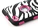 ULAK Zebra Design Combo Rose Pink Hard PC and Soft Silicon Case Cover Skin Gel for Apple iPod Touch Generation 4 with Screen Protector and Stylus
