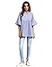SheIn Women's Oversized Striped Ruffle Half Sleeve Collared Blouse Large Blue