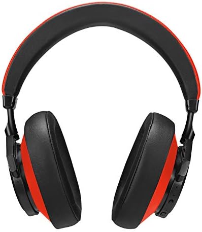 ゲーム コンピュータ Ps4用のbluetoothヘッドフォン サラウンドサウンド調整ハイファイヘッドフォンマイク スピーカー57ミリメートル顔認識によるアクティブノイズキャンセリングワイヤレスヘッドセットで耳の上に Color Red Commonline Hu