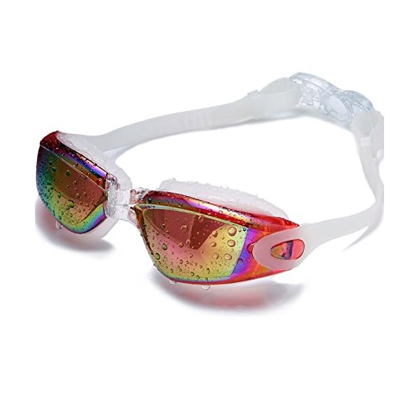 GAOGE-Swim-Goggles-Swimming-Goggles-Swim-Cap-Case-Nose-Clip-Ear-Plugs-Triathlon-Swim-Goggles-Anti-Fog-Shatterproof-UV-Protection-for-Adult-Men-Women-Youth-Kids-Child-Lake-Red