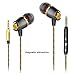 Stoon Headphones, X2M Running Earphones Magnetic in Ear Headphones with Microphone & Volume Control Noise Cancelling Headset with Bass 3.5mm Jack for Computer, iPhone 6S, MP3 Player, iPad Pro(Gold)