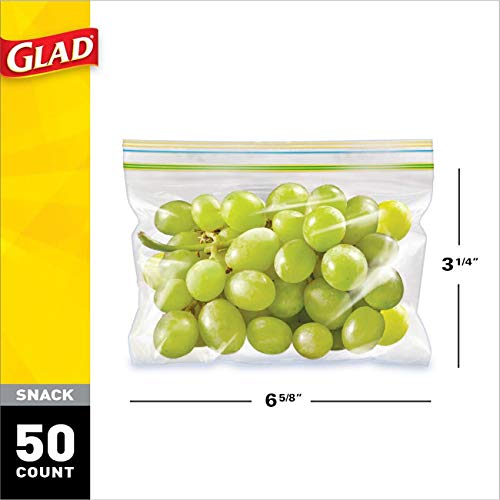 Glad Zipper Food Storage Snack Bags 50 Count, Pack of 12 (Package May