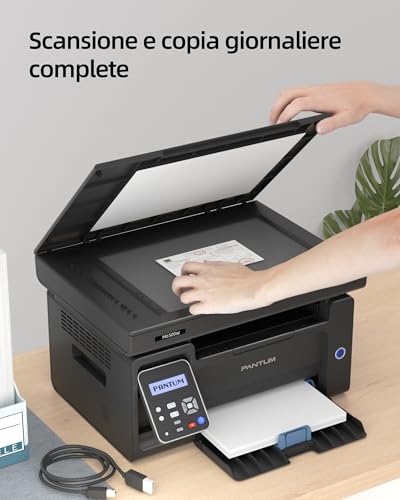 PANTUM M6500NW WiFi Multifunction Laser Printer, Duplex Manual in Black and White, 22 ppm, Ethernet, USB 2.0, Resolution 1200 x 1200 dpi, Print, Copy and Scan for Small Home Offices
