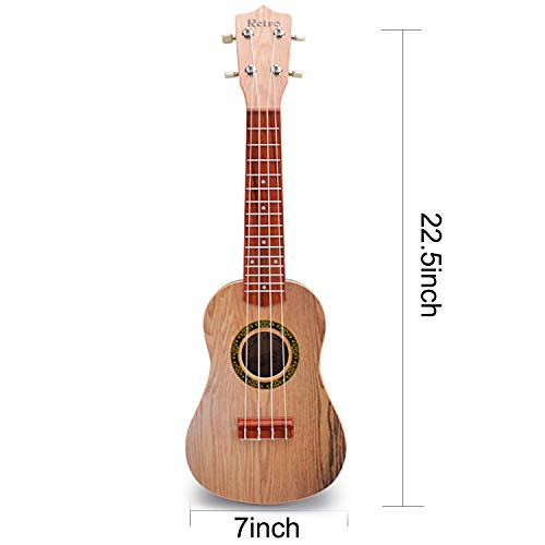 YOLOPLUS+ 21 Inch Kids Ukulele Guitar Toy 4 Strings Mini Children Musical Instruments Educational Learning Toy for Toddler Beginner Keep Tone Anti-Impact Can Play With Picks and Strap Primary Tutorial - Thumbnail 5