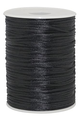 YEQIN Nylon Satin Cord Roll, 2mm x 100 Yards, Black