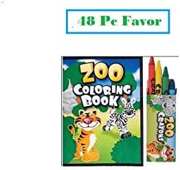 48 Pc ZOO ANIMAL Party Favors ~ 24 coloring books ~ 24 boxed crayons ~ Easter Basket Filler