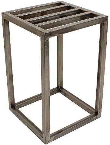 Macosa DEStyb4 Design Flower Stand Chrome-Plated Metal Industrial Style Decorative Shelf Square Metal Stand for Home & Garden Plant Stool