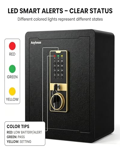Asylosss 53L Home Safe with Hidden Code Drawer, 3-Layer Storage & Adjustable Shelf, Heavy Steel Multipoint Bolts, Triple Access, Dual Alarm, Wall Mountable – for Cash, Jewelry, Documents