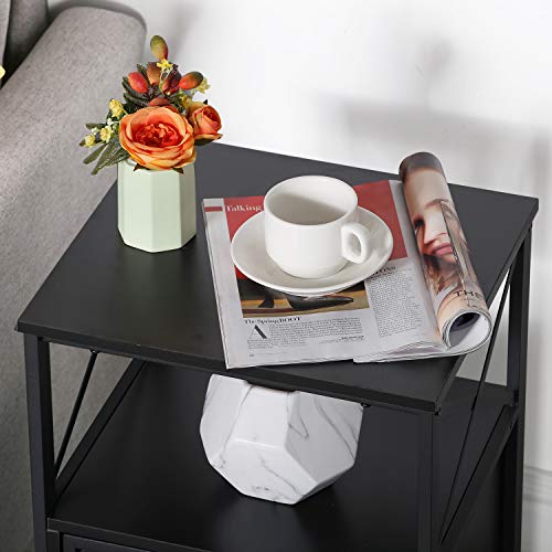 VECELO Nightstand, End Table with flip Drawer, Night Stand for Bedroom