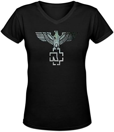 Anedreabe Women's Design Rammstein Logo Eagle Series V-neck T-Shirt XXL Black