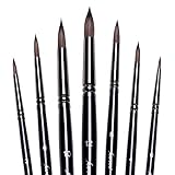 Fuumuui Sable Pointed-Round Paint Brushes Set, 7pcs