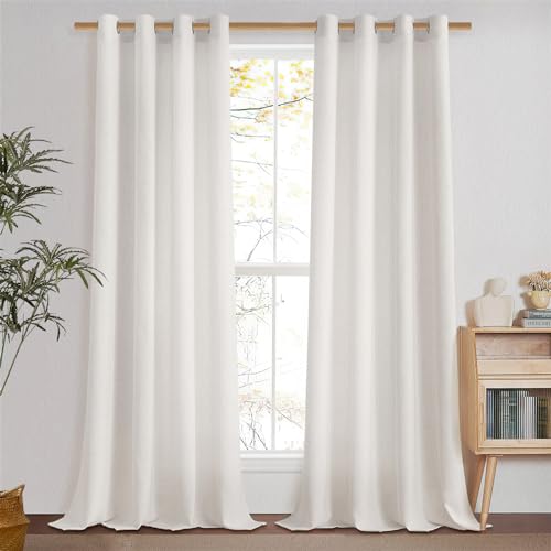 MRTREES Voile-Vorhänge aus Leinen, halbtransparent, für Schlafzimmer, Wohnzimmer, Tür, 2 Paneele, halbtransparent, Fensterbehandlungen, 132 x 228 cm, 