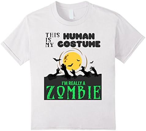 Kids Human Costume, Really A Zombie Funny Halloween T-Shirt 12 White