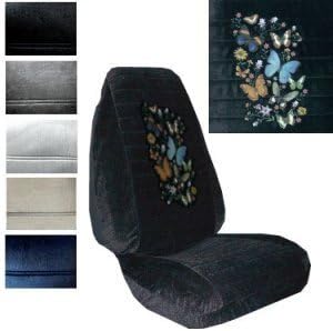 Seat Cover Connection Butterflies and Flowers print 2 High Back Bucket Car Truck SUV Seat Covers - Charcoal Grey
