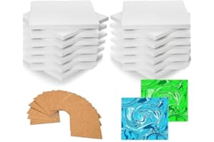 BOZUAN Strong Packaging! 24 PCS Square Unglazed Ceramic Tiles for Crafts Coasters with 24 PCS 2mm Self Adhesive Cork Squares,White Tiles 4x4 for Crafts Ceramic