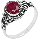 Avicrafts Ruby Stone Ring 925 Sterling Silver Statement Ring For Women Handmade Gemstone Christmas Jewellery Gift For Her