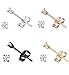 FIBO STEEL 4 Pairs 2MM Stainless Steel Stud Earrings for Men Women Cubic Zirconia Earrings
