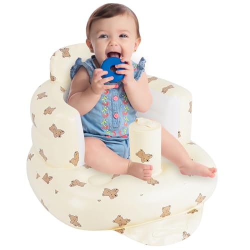 Attimal Inflatable Baby Seat - Portable & Comfortable Blow Up Baby Chair, Easy to Clean Sit Me Up Floor Seat for Infants & Toddlers Suitable for Children 3 Months - 3 Years Old（Lovebears