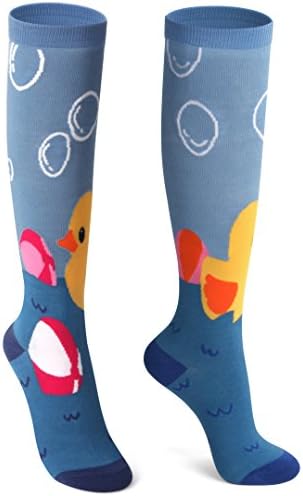 Delisocks Women Colorful Comfortable Duck and Bubble Cotton Knee High Socks